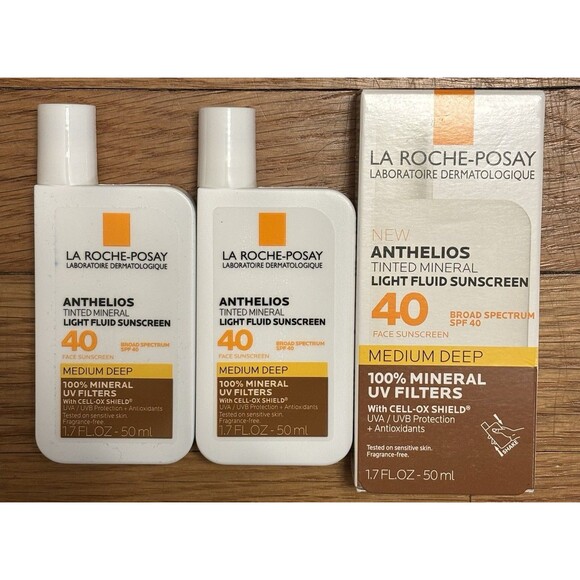 La Roche-Posay Anthelios Tinted Sunscreen SPF 40 Medium Deep 2 Bottles 1.7 fl oz - Picture 1 of 7